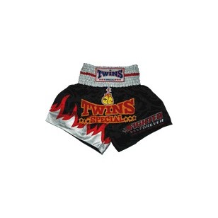 Short Twins negro con llama roja